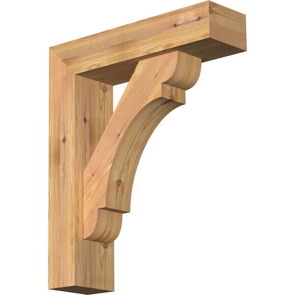Ekena Millwork Olympic Block Smooth Bracket w/ Offset Brace, Western Red Cedar, 5 1/2"W x 20"D x 24"H BKT0604X20X24OLY05SWR - main